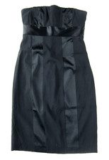 Express Design Studio Silk Classic Black Strapless Sheath Party Cocktail Dress 0