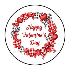 30 HAPPY VALENTINE'S DAY WREATH ENVELOPE SEALS LABELS STICKERS PARTY FAVORS 1.5"