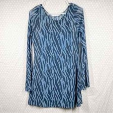 American Eagle Women Dress Sz S NWT Blue Zebra Print Flared Sleeve Mini Lined