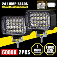 2Pcs 4" 800w LED Work Light Bar Spot Flood Pods Fog Lamp Offroad Driving SUV ATV