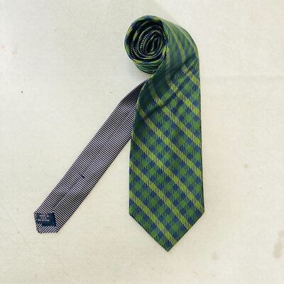 Tommy Hilfiger Tie Classic 100% Silk Tie Navy green Checks Long Tie 57 x 3.5 