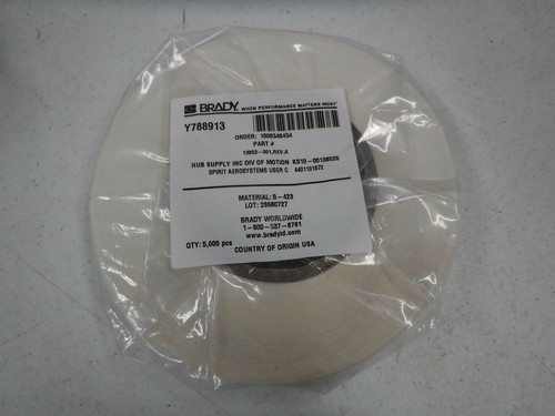 BRADY 5000 Count 1/2" x 3/4" Label Roll, Core = B-423 Material 13953 - Bild 1 von 3
