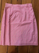 Vintage Talbots Petites Pink White Silk Gingham Checkered Pencil Skirt 8 27"