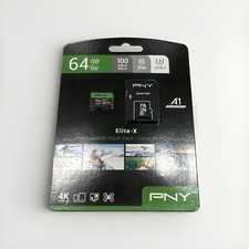 PNY Elite-X 64 GB MicroSDXC Flashcard 100MB V30 4K Ultra HD