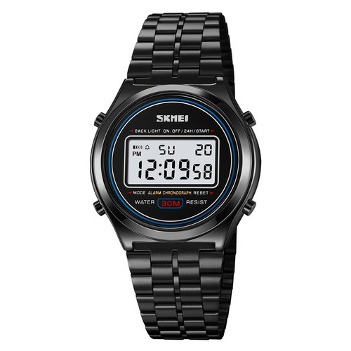 Orologio Digitale Uomo Affari Uomo Quadrante Rotondo Cinturino Acciaio Inox Orologio Skmei - Foto 17 di 19
