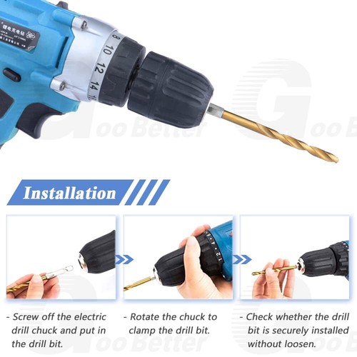 13pcs Titanium Coated HSS Steel Drill Bits Metal Wood Plastic 1/4" Hex Shank - Picture 7 of 9