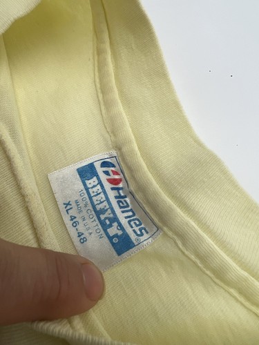Vtg Lake Tahoe Shirt Yellow Medium Hanes Beefy Sz XL Single Stitch Sailboats - Picture 3 of 9