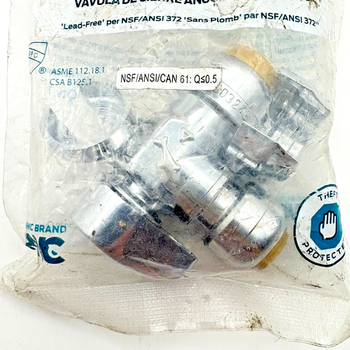 SharkBite 1/2" x 1/4" Push-To-Connect Quarter-Turn Angle Stop Valve, Zinc-Plated - Picture 3 of 3