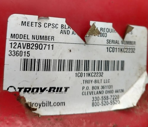 Troy-Bilt 12AVB29Q71 Getriebe mit Ritzel & Schlüssel. Armversteller, Gürtel - Bild 12 von 12