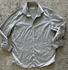 ROBERT GRAHAM Tailored Fit Shirt Gray Cotton Long Sleeve Size 39 / 15.5 READ