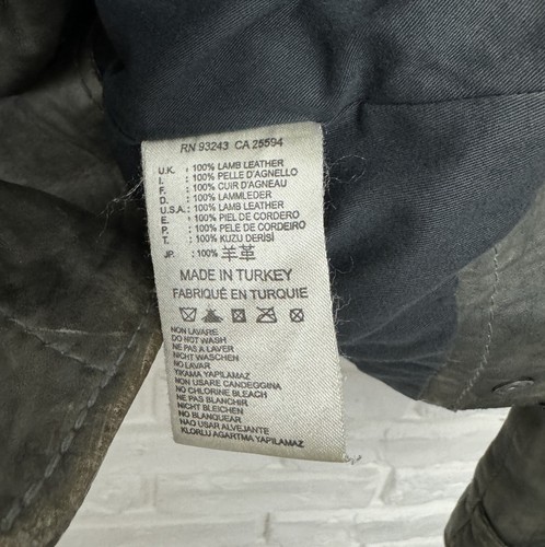 Vintage Men's Diesel Lamb Leather Jacket Biker Gray Olive Size S - Picture 7 of 11