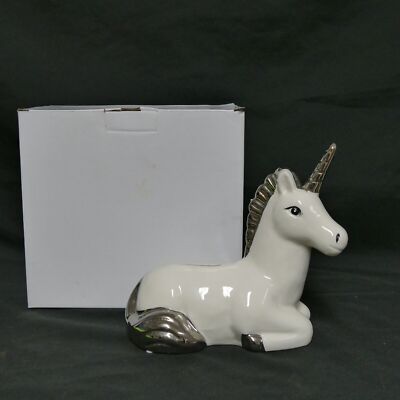 Taufe Einhorn Keramik Spardose versilbert Geschenk AUSVERKAUF