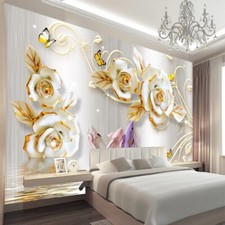 Vlies Fototapete Wandtapete Wandbilder Weiße Relief Blumenmotiv Wandbild 11818