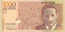 COLOMBIA 1000 Pesos; P-456t; Unc from 2015; Features Jorge Gaitan