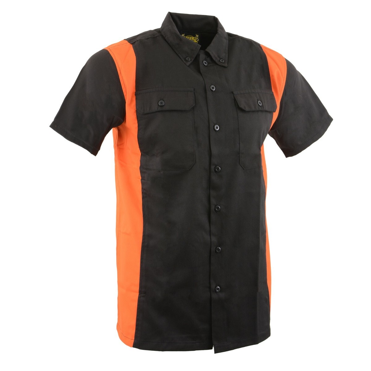 MDM11675 Biker Clothing - Men's Two-Tone Black/Orange Short Sleeve