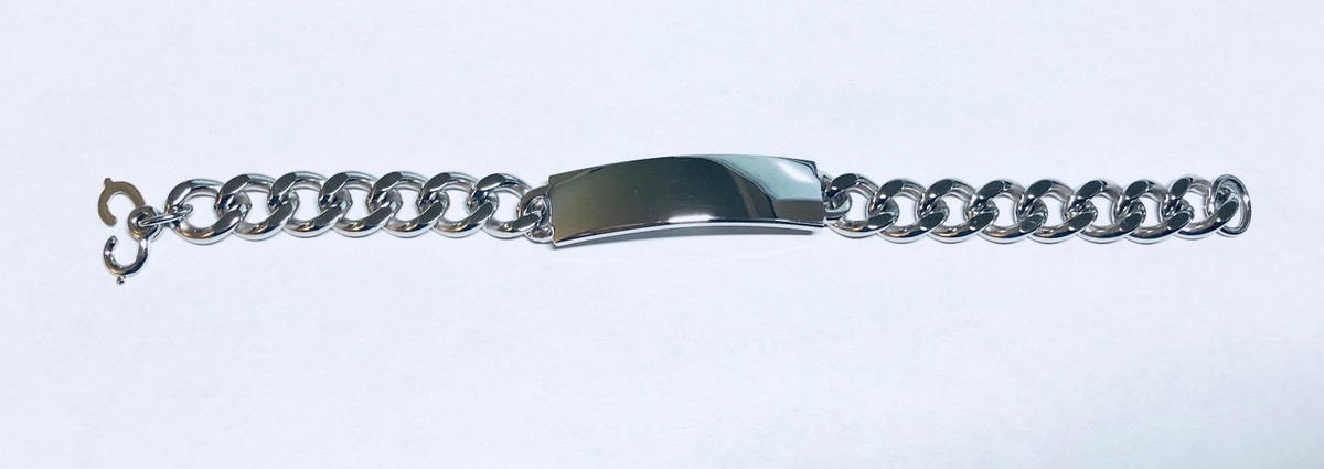 NOS 1960's Nickel Silver Curb Chain Man's ID Bracelet 8