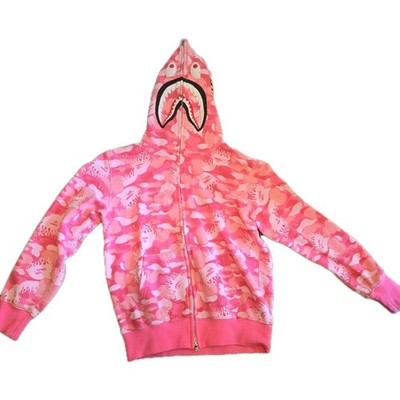 BAPE ABC A Bathing Ape Zip Up mens Pink Hoodie Patchwork shark Medium camo