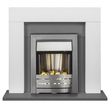 Image of Adam Dakota Fireplace in Pure White & Grey with Helios Electric Fire in Brush...