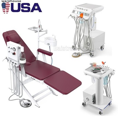 Portable Dental Delivery Unit with Air Compressor Syringe Suction 4Holes /Chair