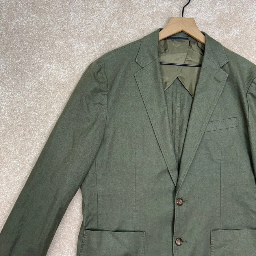 Chaqueta Traje J.Crew Calce Clásico Para Hombre Talla Mediana Verde Cáñamo Algodón Orgánico Foto 2 de 4