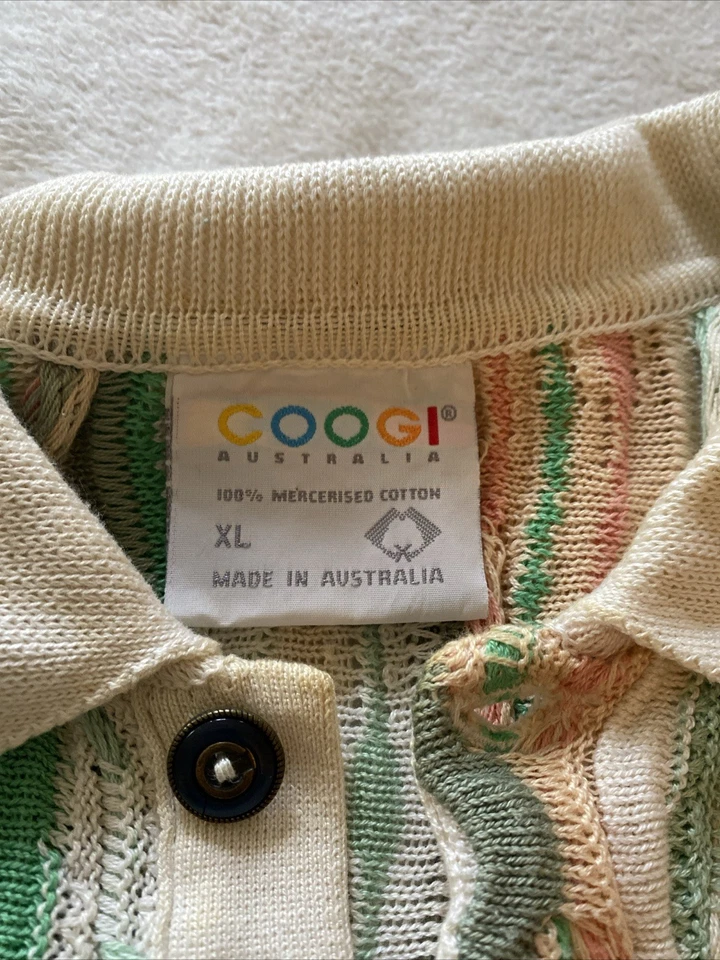 Vintage Coogi Biggie Sweater Pastel Multicolored 3D Collared Short Sleeve XL - Image 4 of 4