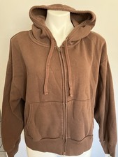 Vtg Style Gap Zip Up Hoodie Women  s Sweatshirt Size L Amber Wood Brown