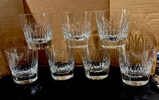Block Crystal 10 Ounce Cut Glass Whiskey Glasses Set Of (7) New