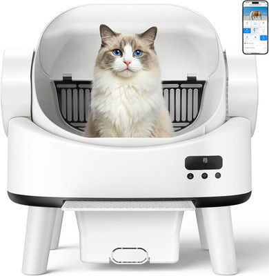 Self Cleaning Cat Litter Box, Open-Top Automatic Robot Litter Box for Multiple C