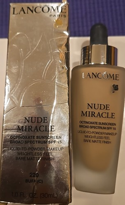 #ad Lancome Nude Miracle Liquid To Powder Makeup SPF 15 NIB 1 fl oz Buff 220 C $37.95