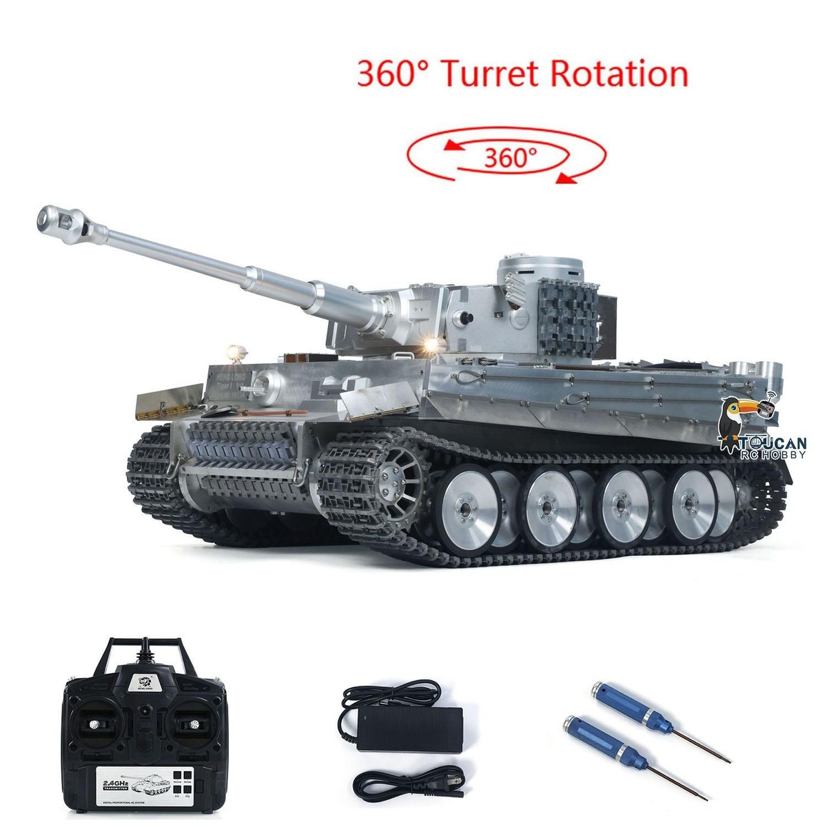 Full Metal HengLong 1/8 German Tiger I RC Tank RTR Model Armored
