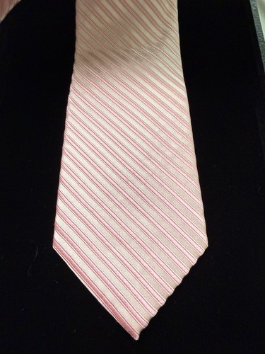 Bruno Piattelli Roma 100% Silk Handmade Tie Pink Striped Necktie