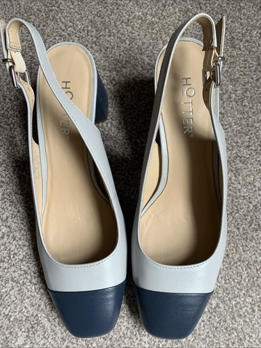 Chaussures de cour en cuir gris/marine Hotter Shimmy pointure 6 portées une fois à l'intérieur