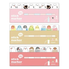 Mind Wave Sticky Note Page Marker Set of 3 - Long-tailed Tit, Parakeet & Java