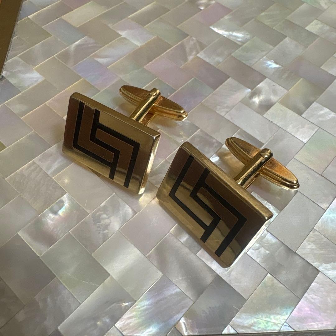 Lanvin Gold Geometric Pattern Cufflinks Button -U… - image 2