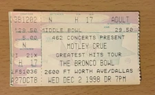 1998 MOTLEY CRUE BRONCO BOWL DALLAS CONCERT TICKET STUB SHOUT AT THE DEVIL NIKKI