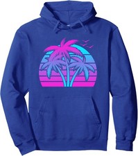 Tropical Vaporwave Hawaiian Palm Tree Hawaii Beach Unisex Hooded Sweatshirt