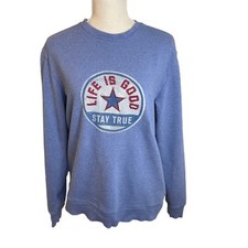 Life Is Good Blue Crew Neck Sweatshirt, S