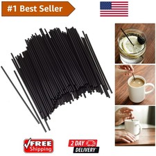 Set of 150 Black Plastic Coffee Stirrer Straws - 5-Inch Disposable Elegance