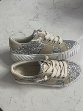 Blowfish Malibu Kids Shoes Sneakers S 12 Beige Canvas Glitter Lace