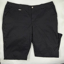 Lauren Ralph Lauren Women's Active Pants 18W Black White Cotton Blend Straight