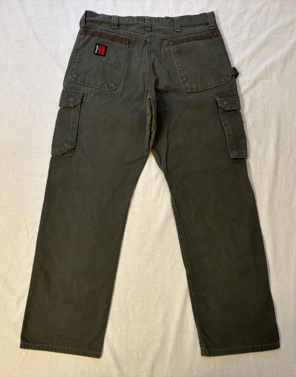 Wrangler Riggs Pants Mens 34x31 Ranger Relaxed Fit Ripstop Cargo Workwear Green thumbnail 2
