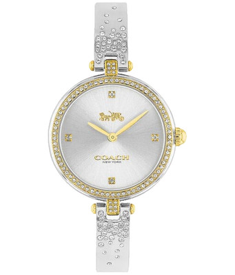 COACH PARK 14503652 SILVER DIAL GOLD CASE SILVER BANGLE BRACELET WOMENS WATCH
