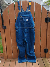 Carhartt Denim Bib Overall Loose Fit Blue Mens 42x30 NEW Model No. OR4672-M