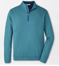 Peter Millar Perth Quarter Zip Men's LARGE Pullover MF25EK40C Sport Navy 150