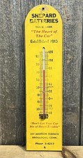 Vintage Shepard Batteries The Heart Of The Car Wooden Thermometer Sign Vintage Shepard Batteries The Heart Of The Car Wooden Thermometer Sign