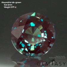 Cut stone - Alexandrite Czochralski (Pulled) lab grown, facet Round 6mm 0.97ct