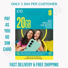 EE Prepaid SIM Card UK 20GB Data 500 Mins Unlimited Texts 30 Day Mobile Internet