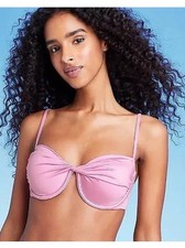Women's Underwire Twist-Front Bikini Top - Shade  Shore Pink 34D NWT