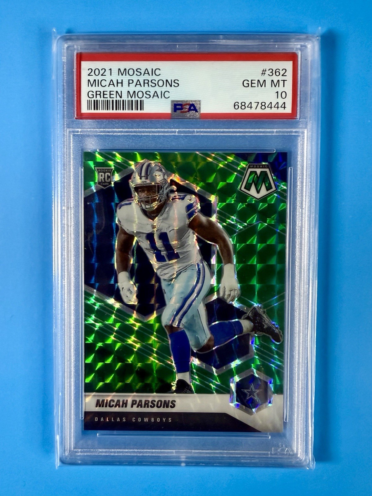 2021 Panini Mosaic #362 Micah Parsons Green Prizm PSA 10 Rookie Card