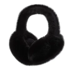 Foldable Ear Muffs for Women Cold Weather Fluffy Earmuffs Winter Warm Black